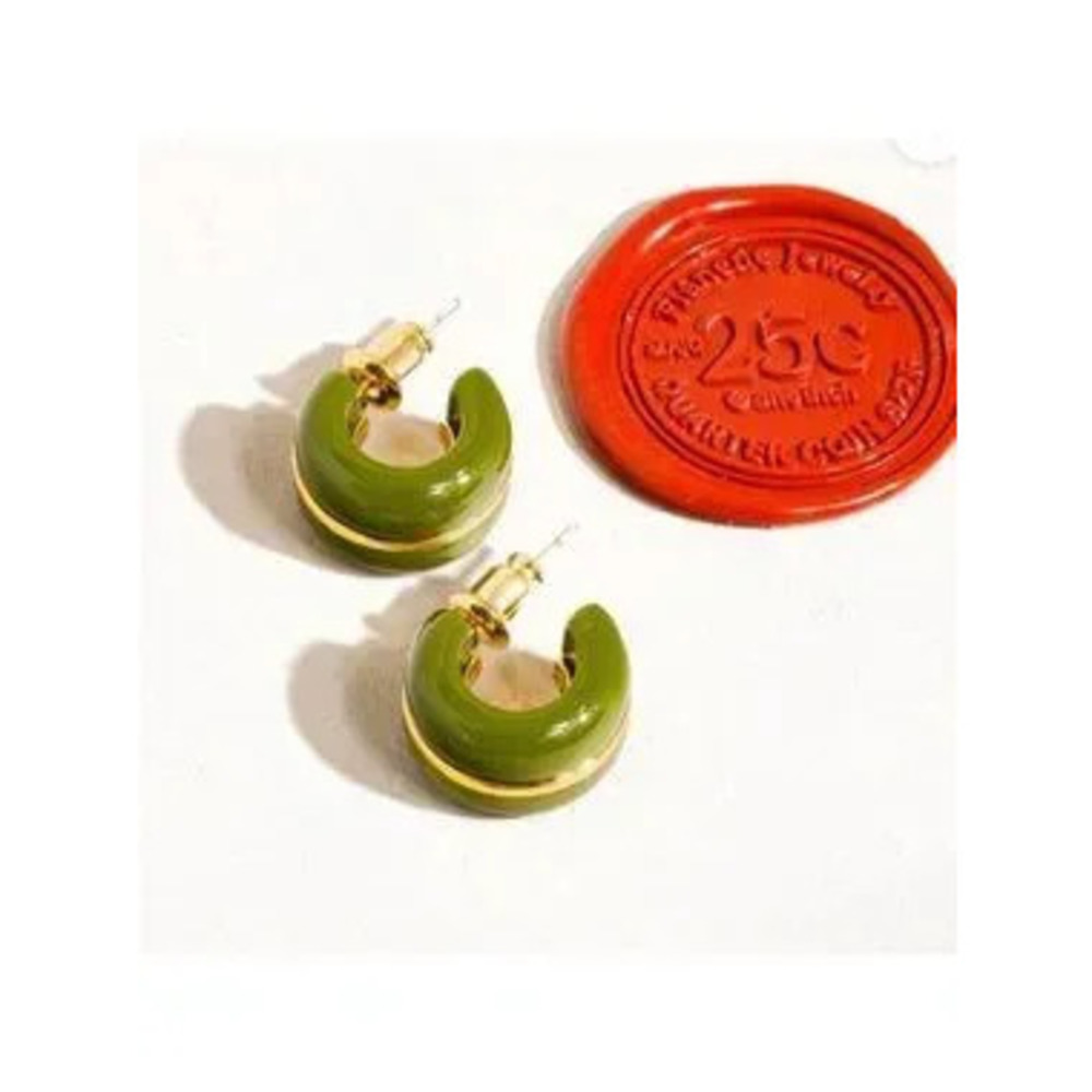 New! Arlo Mackenzie James Green Hoop Earrings (3032) NWOT